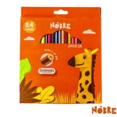 Lápis de cor grande com 24 unidades sextavado (caixa master com 120 caixinhas) - Nobre