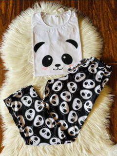 PIJAMA LARGO PANDA NEGRO