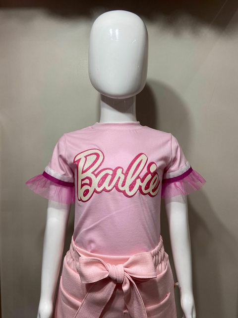 Camisola Infantil Sem Manga Tule Barbie Tam 4 a 10