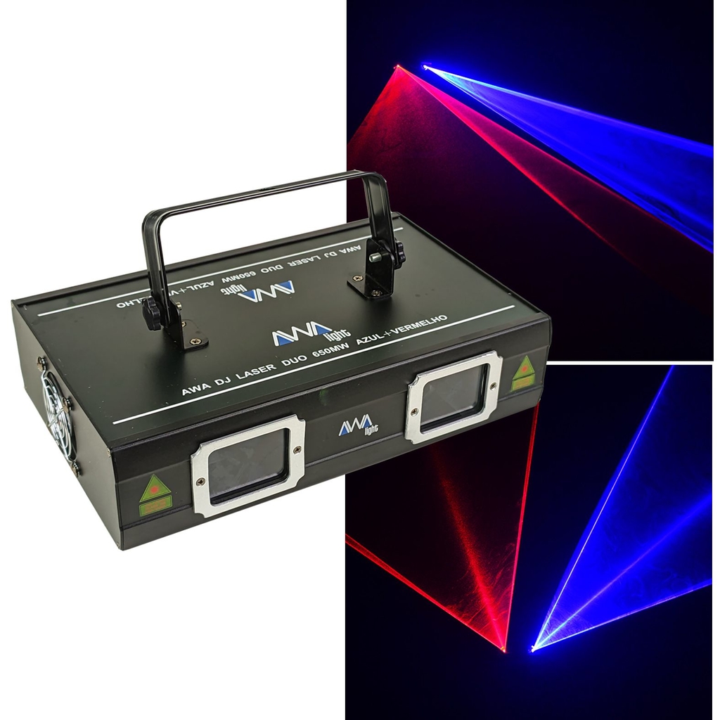Laser DJ DUO 650mW Azul + Vermelho DMX - AWA
