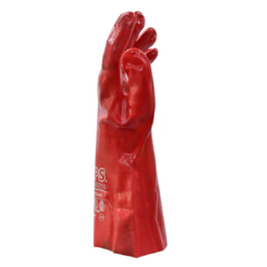 Guante PVC rojo largo total 35 cm