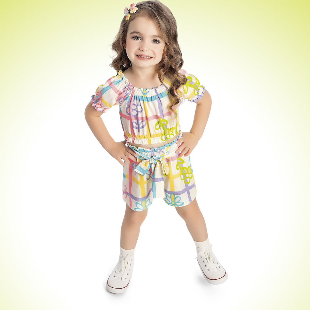 Conjunto Infantil Blusa e short Feminina