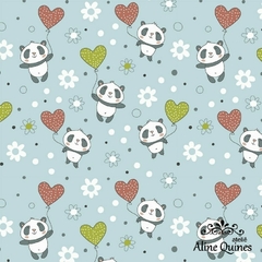 FABRICART - PANDA COM BALÕES - 50cm X 150cm - Tecido Tricoline