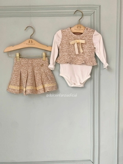 Conjunto Infantil Menina Baby Saia e Blusa Tweed Bege B1162