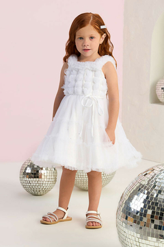 Vestido Festa Infantil Branco Tule Glitter Petit Cherie 312