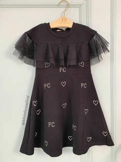 Vestido Infantil Menina Preto Cristais e Tule Petit Cherie 284