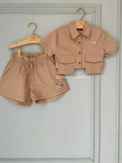 Conjunto Infantil Menina Short e Blusa Bege B1055