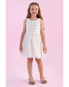 Vestido Festa Infantil Branco Busto Borboleta Petit Cherie 422