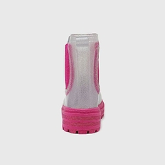 Coturno Transparente Jelly Glitter Prata/ Pink KS - comprar online