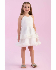 Vestido Festa Infantil Off White Tule Petit Cherie 460