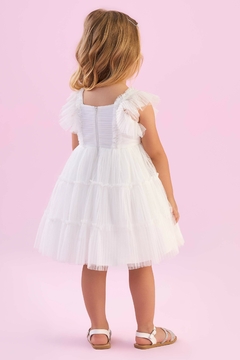 Vestido Festa Infantil Off White Tule Plissado e Pérolas Petit Cherie 126 - comprar online