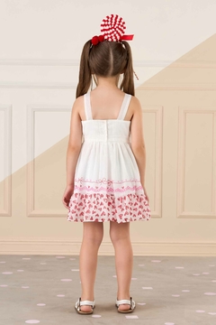 Vestido Infantil Branco Barrado Corações Vermelhos Mon Sucré 428 - comprar online