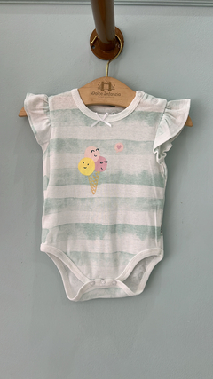 Body Baby Menina Off Listras Verde Sorvete Tip Top 1637511