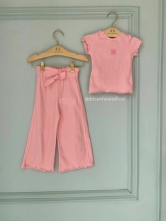 Conjunto Infantil Menina Calça e Blusa MC Mon Sucré 470 Rosa Claro