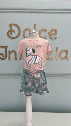 Pijama Curto Menina Zebra Rosa Tip Top 3145009