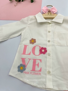 Camisa Infantil Menina Pérola Flor Crochê B1327 - comprar online