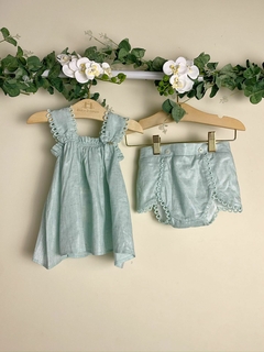 Conjunto Baby Menina Rayon Short/Blusa Verde B1068390