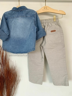 Conjunto Infantil Menino Calça Alfaiataria e Bata Jeans D241600 - comprar online