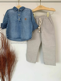 Conjunto Infantil Menino Calça Alfaiataria e Bata Jeans D241600