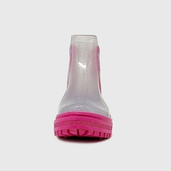 Coturno Transparente Jelly Glitter Prata/ Pink KS - Dolce Infanzia