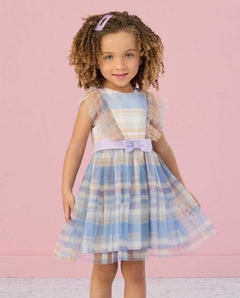 Vestido Infantil Xadrez Azul Mon Sucré Teddy 192