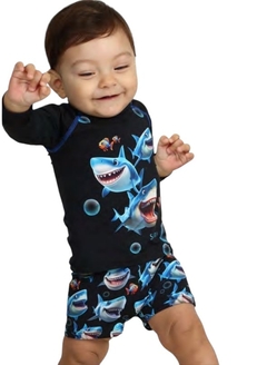 Conjunto Baby Menino Sunga e Blusa Proteção Siri Kids 39450 Lucca Bubble Shark