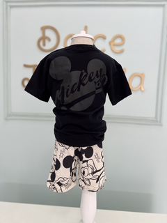 Conjunto Infantil Menino Mickey Camisa Preta Bermuda Linho Off Desenhos Youccie I1876 - comprar online