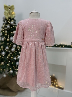 Vestido Infantil Menina Paetê Rosa Animê P5516