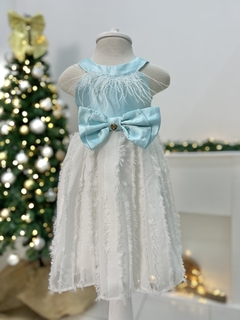 Vestido Infantil Tifanny com Branco e Plumas B1128