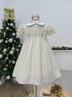 Vestido Baby Tricoline Maquinetado Off White B1260