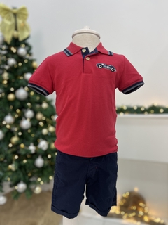 Conjunto Infantil Menino Camisa Polo Vermelha Bermuda Marinho Milon 200294