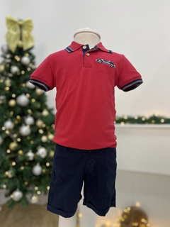 Conjunto Infantil Menino Camisa Polo Vermelha Bermuda Marinho Milon 200294