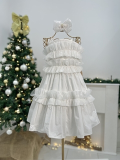 Vestido Festa Infantil Branco Babados Tule Petit Cherie 182