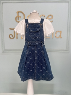 Salopete Infantil Jeans Escuro Lacinhos Petit Cherie 000 - comprar online