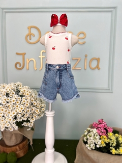 Conjunto Infantil Menina Short Jeans Regata Pitanga Mon Sucrè 304 - comprar online