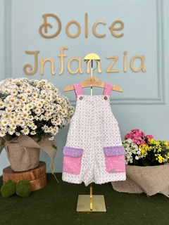 Jardineira Infantil Branca, Rosa e Lilas Paetê Petit Cherie 000 na internet