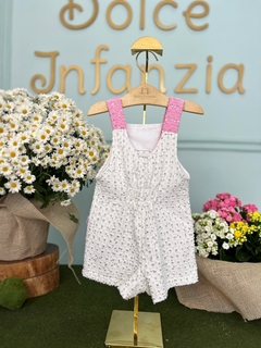 Jardineira Infantil Branca, Rosa e Lilas Paetê Petit Cherie 000 - comprar online