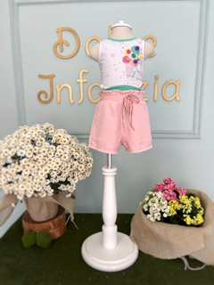 Conjunto Infantil Menina Short Rosa Regata Gelato Mon Sucré 098