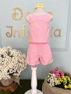 Conjunto Infantil Menina Short e Blusa Rosa Bordado Linha Sol Mon Sucré 094 - Dolce Infanzia