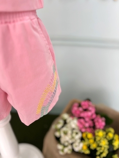 Conjunto Infantil Menina Short e Blusa Rosa Bordado Linha Sol Mon Sucré 094 - comprar online