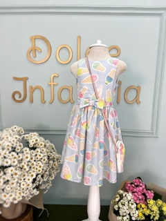 Vestido Infantil Azul Estampa Sorvete Mon Sucré 020 - Dolce Infanzia