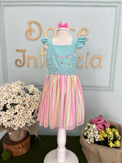 Vestido Infantil Tiffany Urso Saia Listras Colors Mon Sucré 188