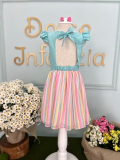 Vestido Infantil Tiffany Urso Saia Listras Colors Mon Sucré 188 - comprar online