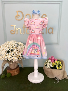 Vestido Infantil Rosa Gelato e Arco-Íris Mon Sucré 156