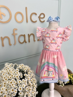 Vestido Infantil Rosa Gelato e Arco-Íris Mon Sucré 156 - Dolce Infanzia