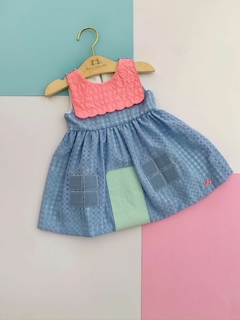 Vestido Baby Mon Sucré Casinha Azul 030