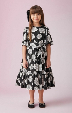 Vestido Infantil Preto com Rosas Animê N3645