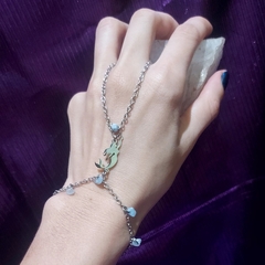 HandMystic (pulseira de mão) LA SIRENA com pedra de aquamarine - TODA EM AÇO INOXIDÁVEL - comprar online