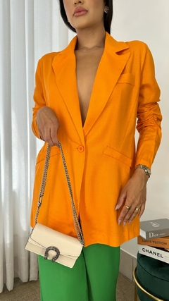 Blazer Alongado Linho LARANJA