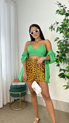 Conjunto Kimono e Cropped Verde - kellyanne Store